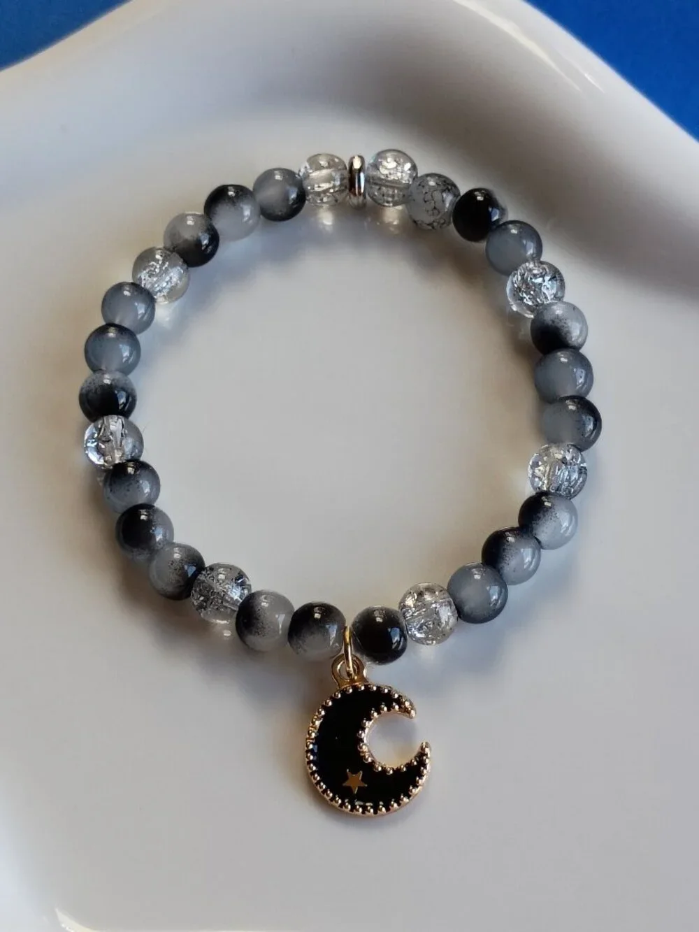 Midnight Moon Kids Bracelet, Handmade Beaded Bracelet, 5.5